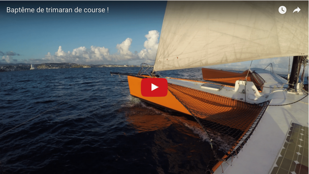 Video trimaran, bateau à voile rapide ( une coque en plus d'un catamaran)